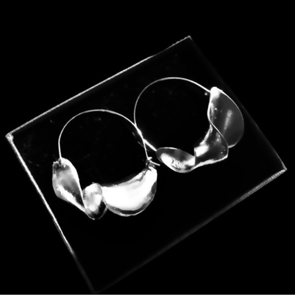 Zara Silver twisted crescent Hoop Earring